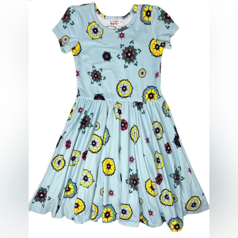 NWT Dot Dot‎ Smile Girls Geometric Flowers Cap Sleeve Dress Size 12-24 Months